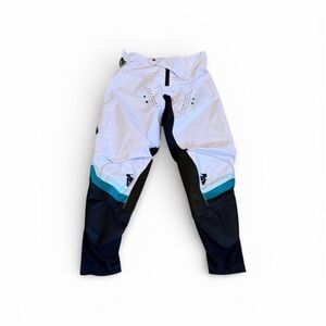 Thor White,Black, and Teal Kids Racing Pants Sz 7/8